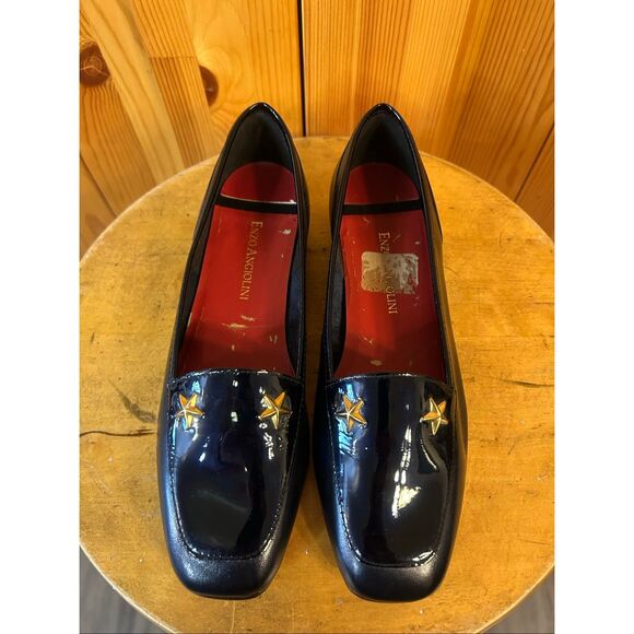 Enzo Angiolini  Leather Loafers Flats Dark Navy Square Toe Size 6M - Picture 2 of 8